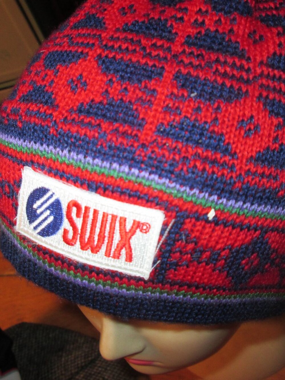 Vtg Swix wool  nordic fair of isle ski cap tassle cap m/ Sweden